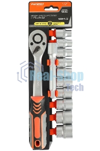 Набор торцовых головок PATRIOT SSR-1/2, CrV сталь, трещотка, удлинитель, 12 предм.Тороцовые головки 10 шт: 10,11,12,13,14,15,17,19,22,24мм удлинитель 125мм 1шт трещотка 72 зуба 1 шт
