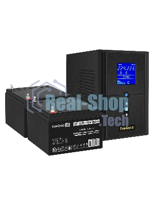 Комплект Источник бесперебойного питания EX295987RUS + батарея 26Aч EX282970RUS 2шт (инвертор, синус, для котла) ExeGate SineTower SZ-1000.LCD.AVR.2SH.1C13.USB 1000VA/800W, чистый синусоида, LCD дисплей, AVR, 2*Schuko+1*C13, USB, линейно-интерактивный, черный + батарея ExeGate DT 1226 (12В, 26А·ч) 2шт