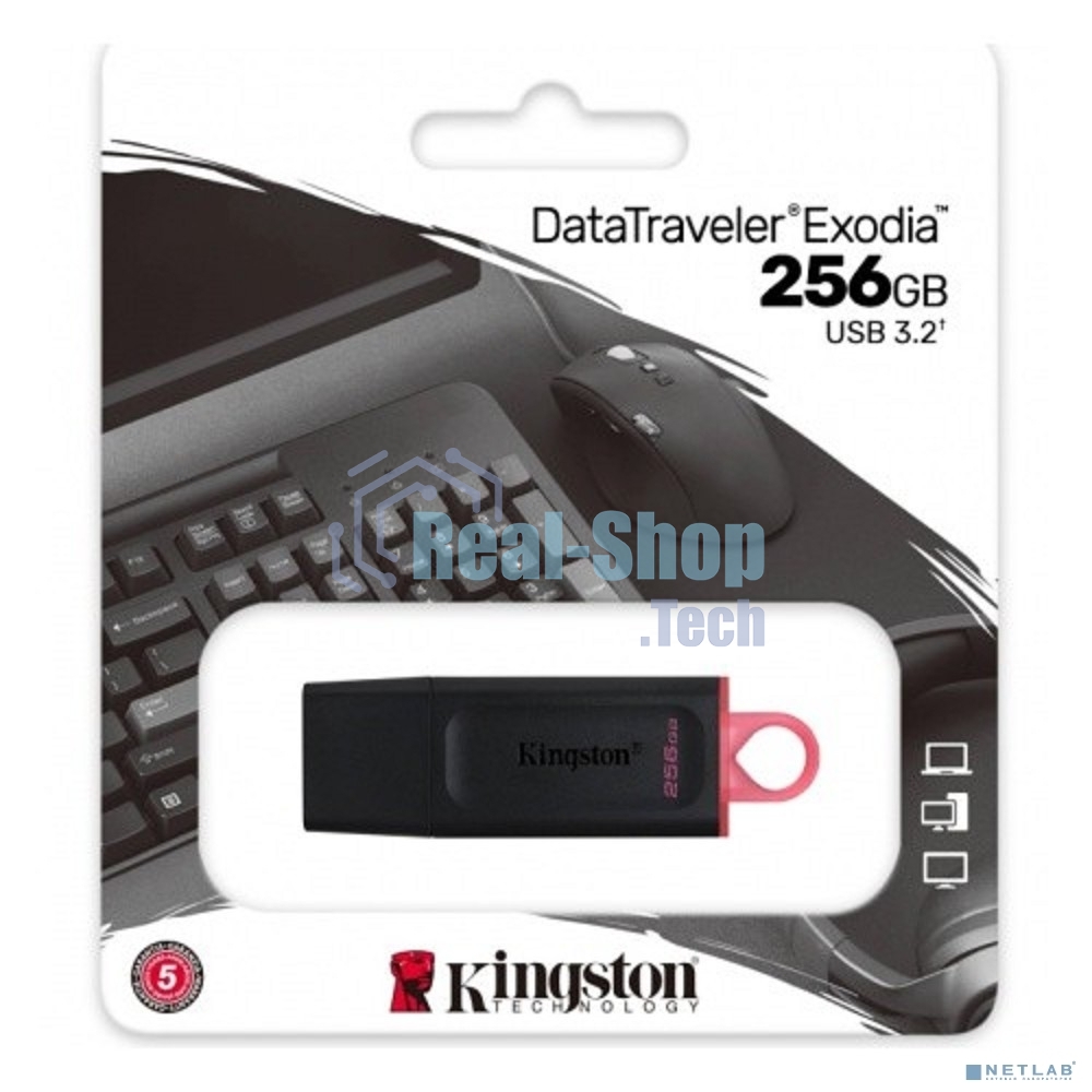 Флешка USB Kingston 256Gb USB 3.2 Gen1 DataTraveler Exodia черный/розовый