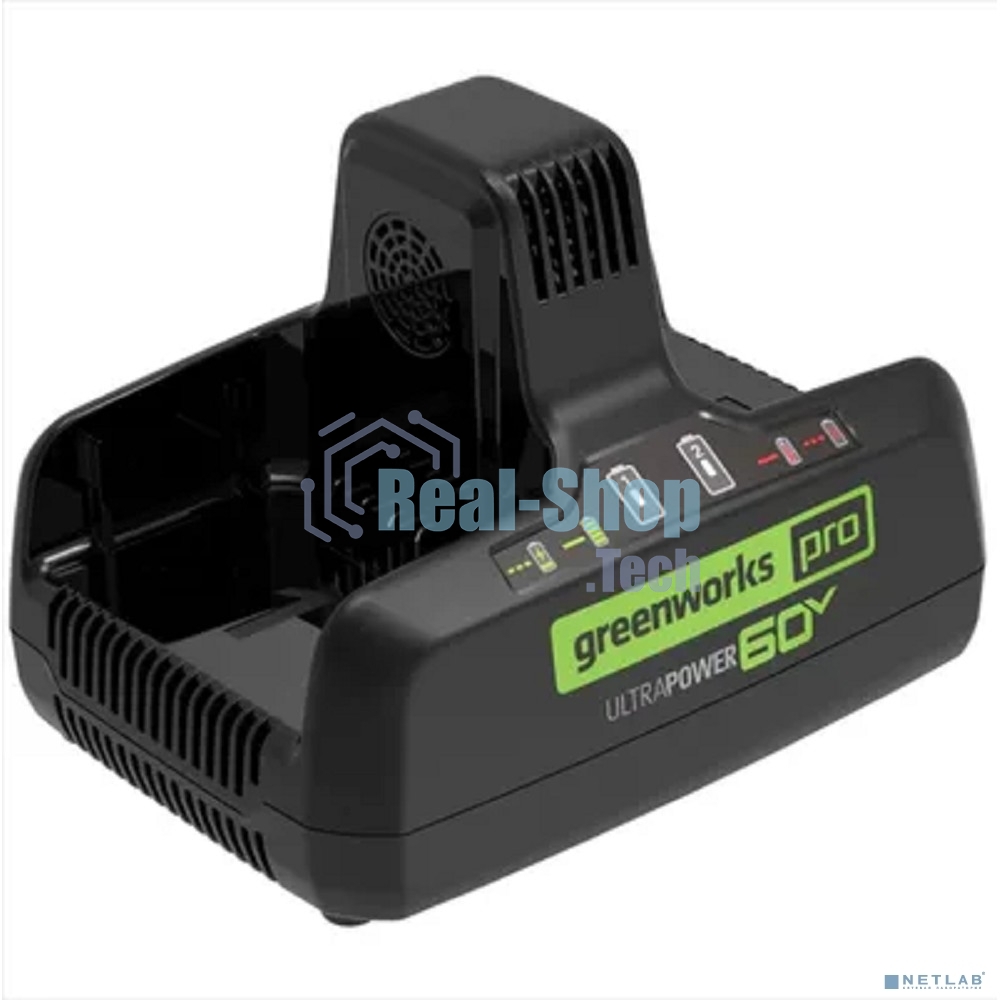 Быстрое зарядное устройство для двух аккумуляторов Greenworks G60DC10, 60V, 10А 2954407