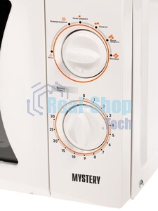 Микроволновая печь Mystery MMW-2013 белый, 20 л, 800 Вт, переключатели - поворотный механизм