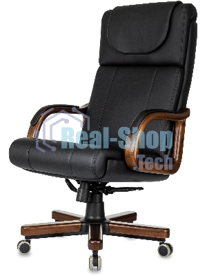 Кресло руководителя Бюрократ T-9933Walnut черный, эко.кожа, крестов. металл/дерево