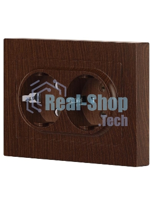 Розетка Intro Accent 6-205-10 , 2X2P+E Schuko, 16А-250В, IP20, СУ, AL/CU, венге | Б0063502 | Intro