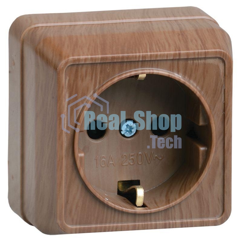 Розетка 1-м ОП Октава 16А РС20-3-ОД с заземл. дуб ИЭК ERO11-K04-16-DC