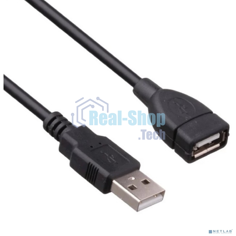 Удлинитель USB 2.0 ExeGate EX-CCF-USB2-AMAF-2.0F (Am/Af, позолоченные контакты, ферритовые кольца, 2м)