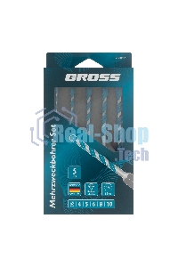 Набор сверл универсальных Gross Multipurpose PRO, 6-гр. хвостовик, 4-10 мм, 5 шт