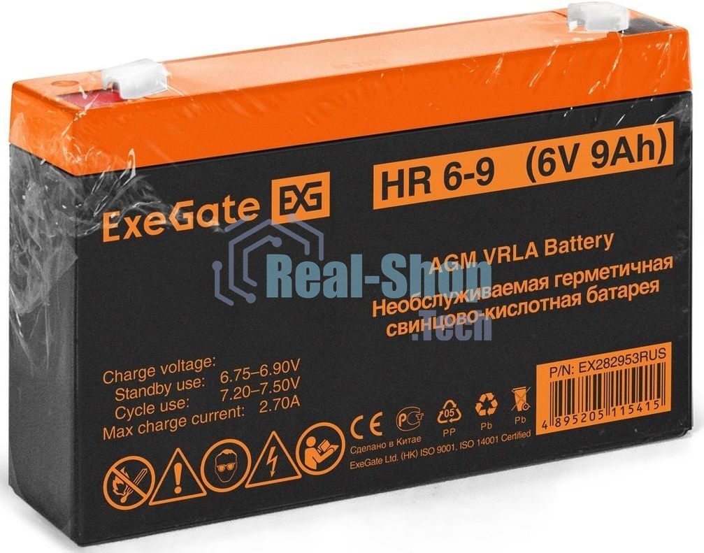 Батарея для ИБП ExeGate HR 6-9 (6V 9Ah, 634W), клеммы F2