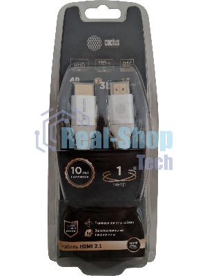 Кабель аудио-видео Cactus CS-HDMI.2.1-1 HDMI (m)/HDMI (m) 1м. позолоченные контакты серебристый
