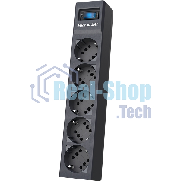 Сетевой фильтр Pilot sG-Max 5 outlets (GP), 15А/3.3 kVt, automatic circuit-breaker, 1.8 m, gfaphite