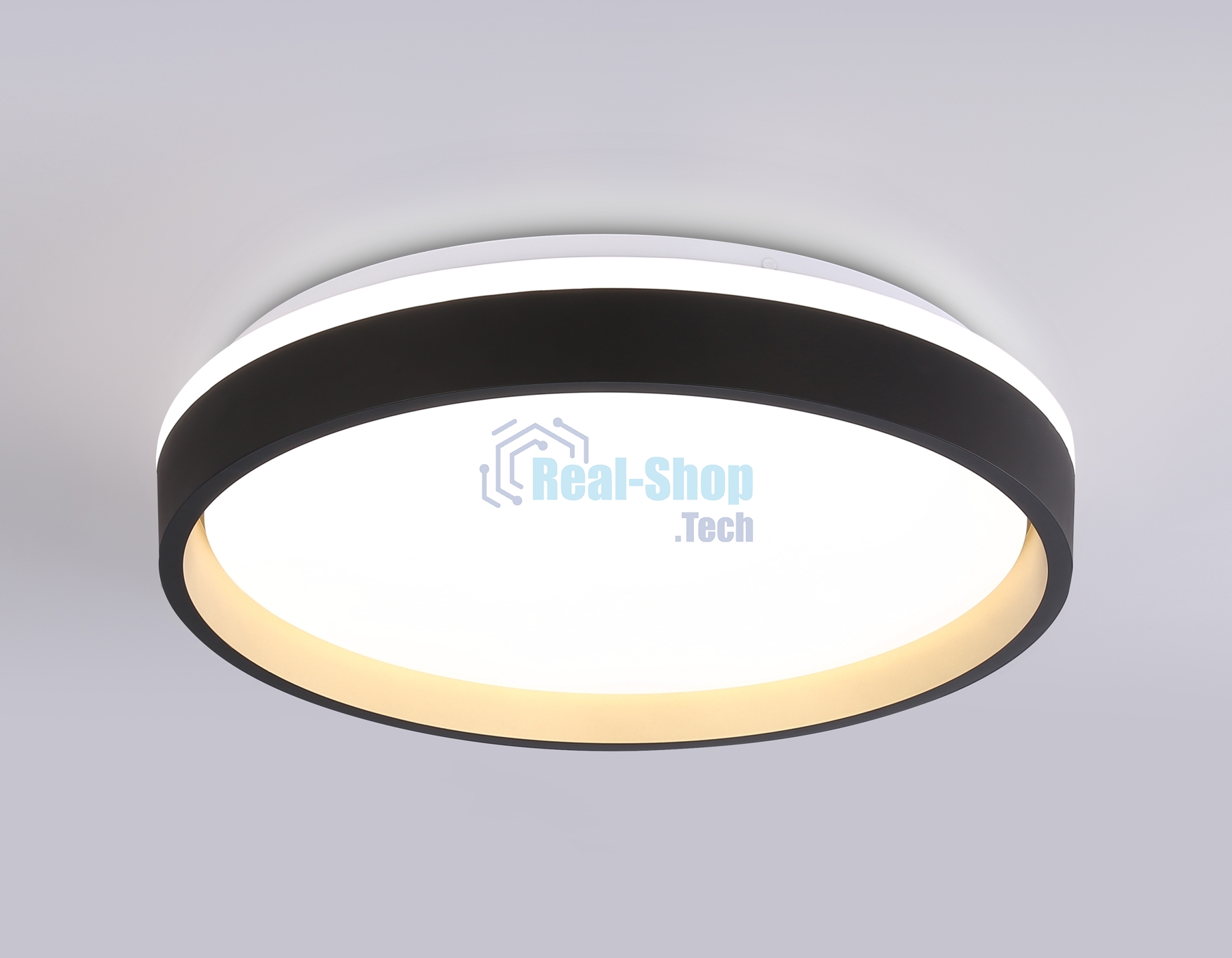 Светодиодный светильник RGB Ambrella light FZ604 BK/GD черный/золото IP20 46W 3000K-6500K+RGB D390*80 (ПДУ ИК)