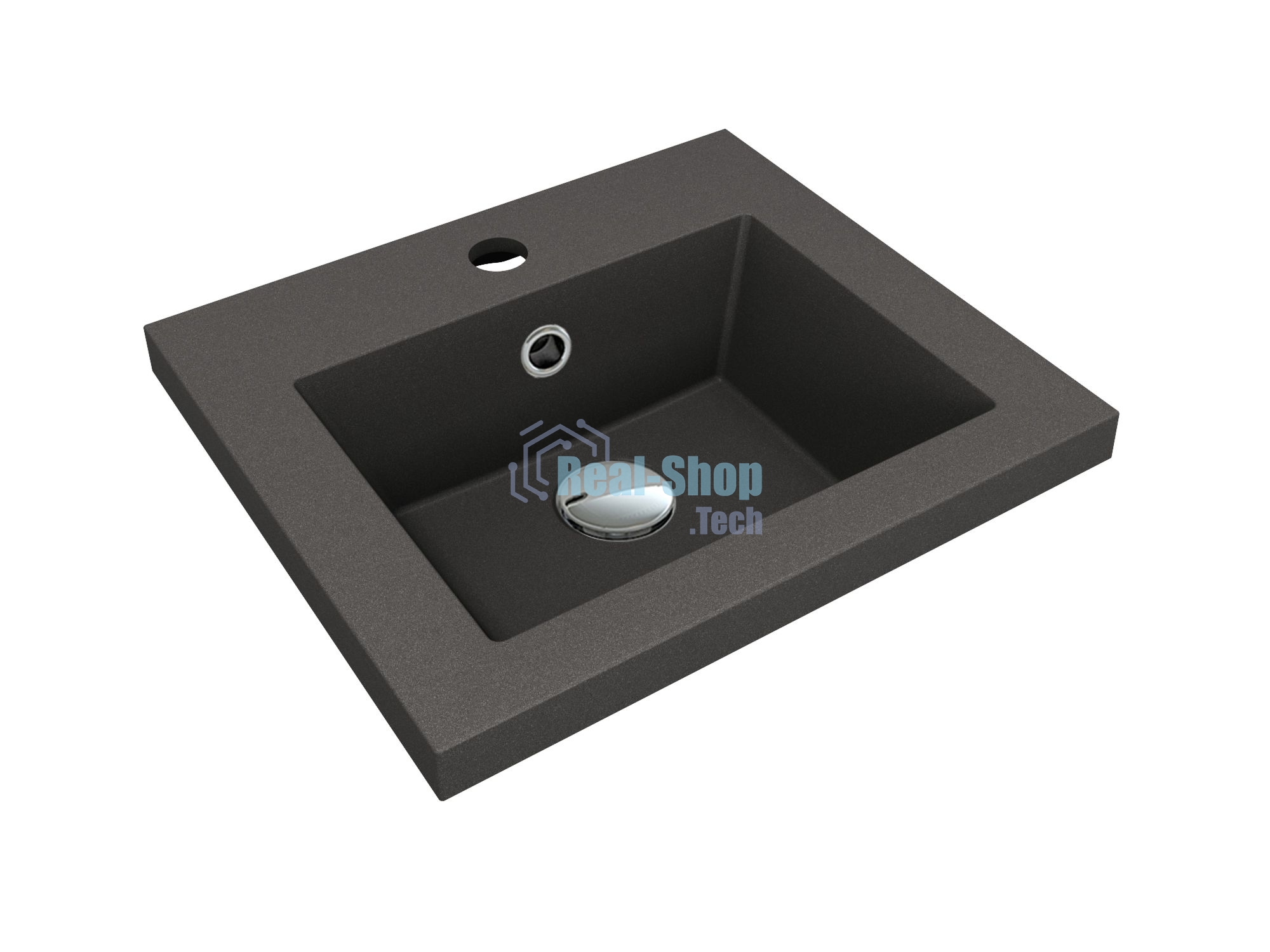 Тумба под раковину Bau Stil Loft black brushed, раковина кварцевая BAU Stil 40, черный металлик, смеситель Dream Black, черный