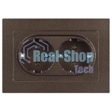 Розетка Intro Accent 6-205-08 2X2P+E Schuko, 16А-250В, IP20, СУ, AL/CU, бронза | Б0063498 | Intro