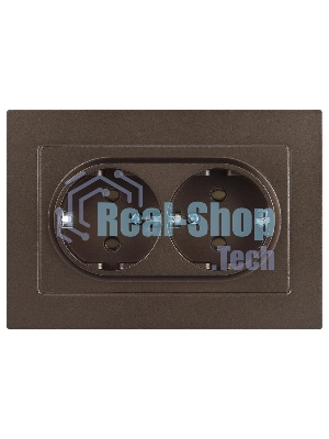 Розетка Intro Accent 6-205-08 2X2P+E Schuko, 16А-250В, IP20, СУ, AL/CU, бронза | Б0063498 | Intro