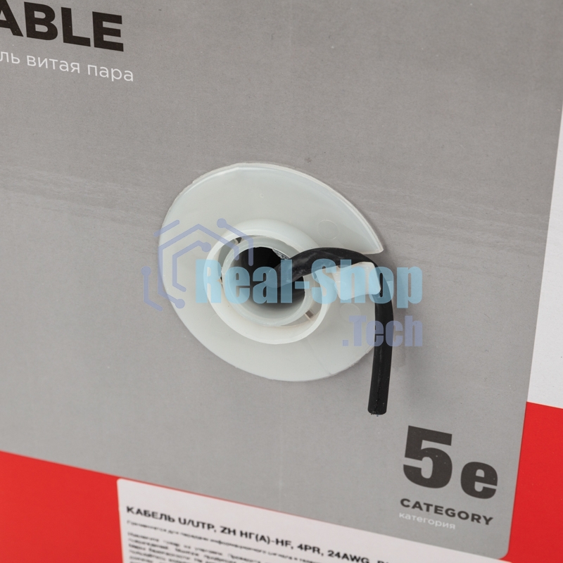 Кабель витая пара Rexant U/UTP, cat.5e, ZH нг(А)-HF, 4PR, 24AWG, внешний, черный, 305 м