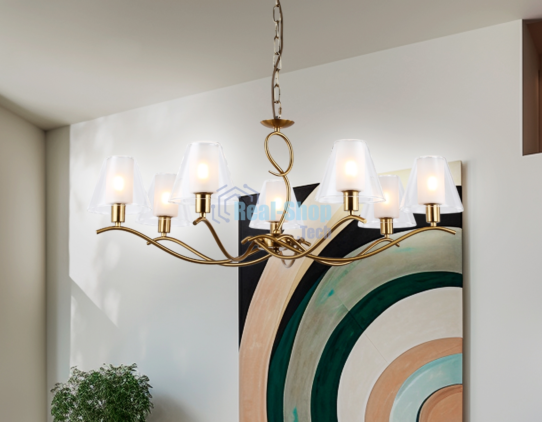 Люстра Ambrella light LH57093/7 BS/FR латунь/белый матовый E14/7 max 40W D840*790