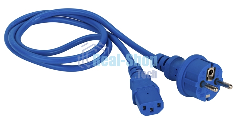 Шнур питания Lanmaster C13-Schuko прямая, 3х0.75, 220В, 10А, синий, 1.8 метра