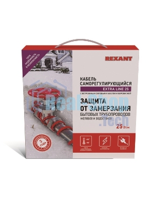 Греющий саморегулирующийся кабель Rexant на трубу Extra Line 25MSR-PB 10M (10м/250Вт)