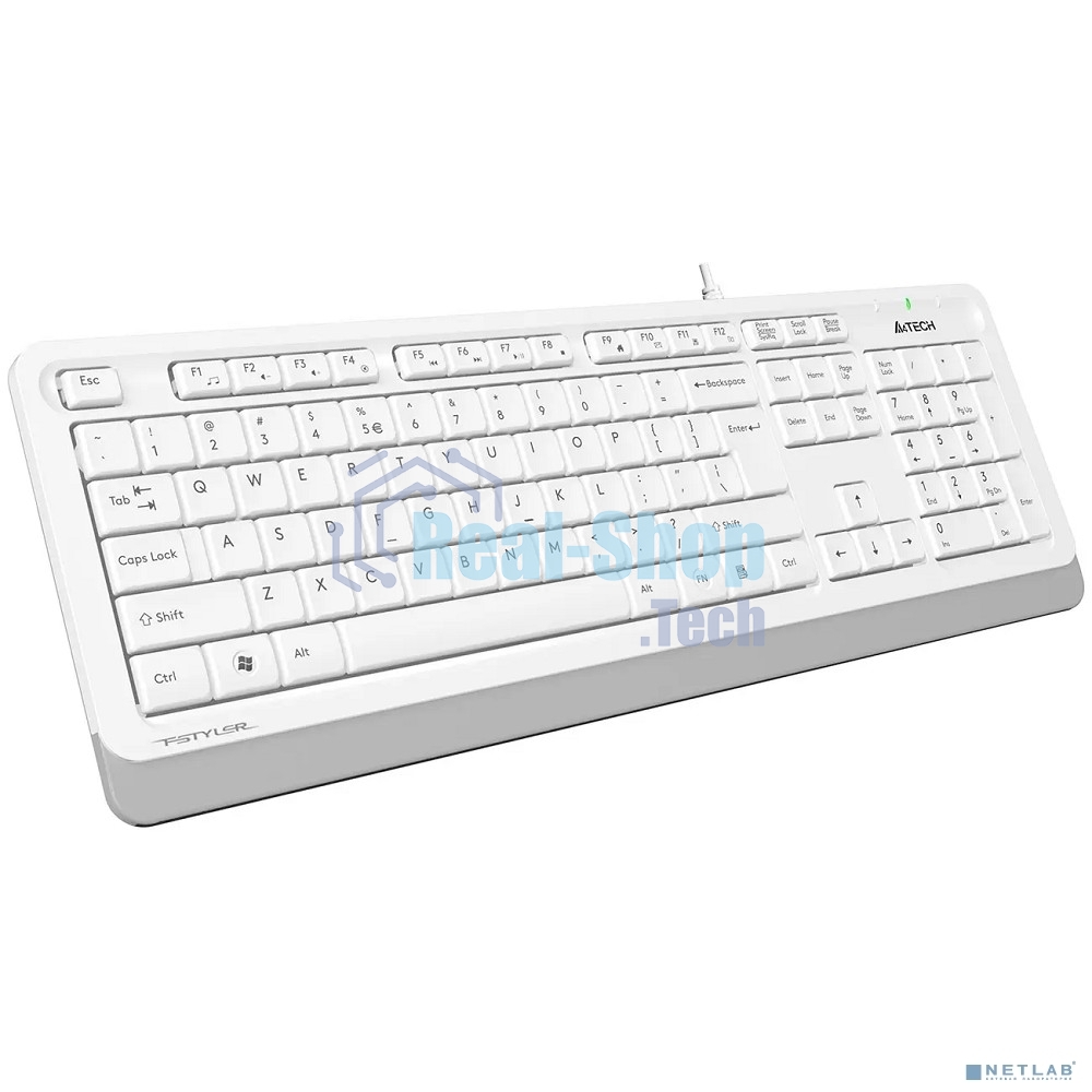 Клавиатура проводная A4Tech Fstyler FK10, USB, белый/серый