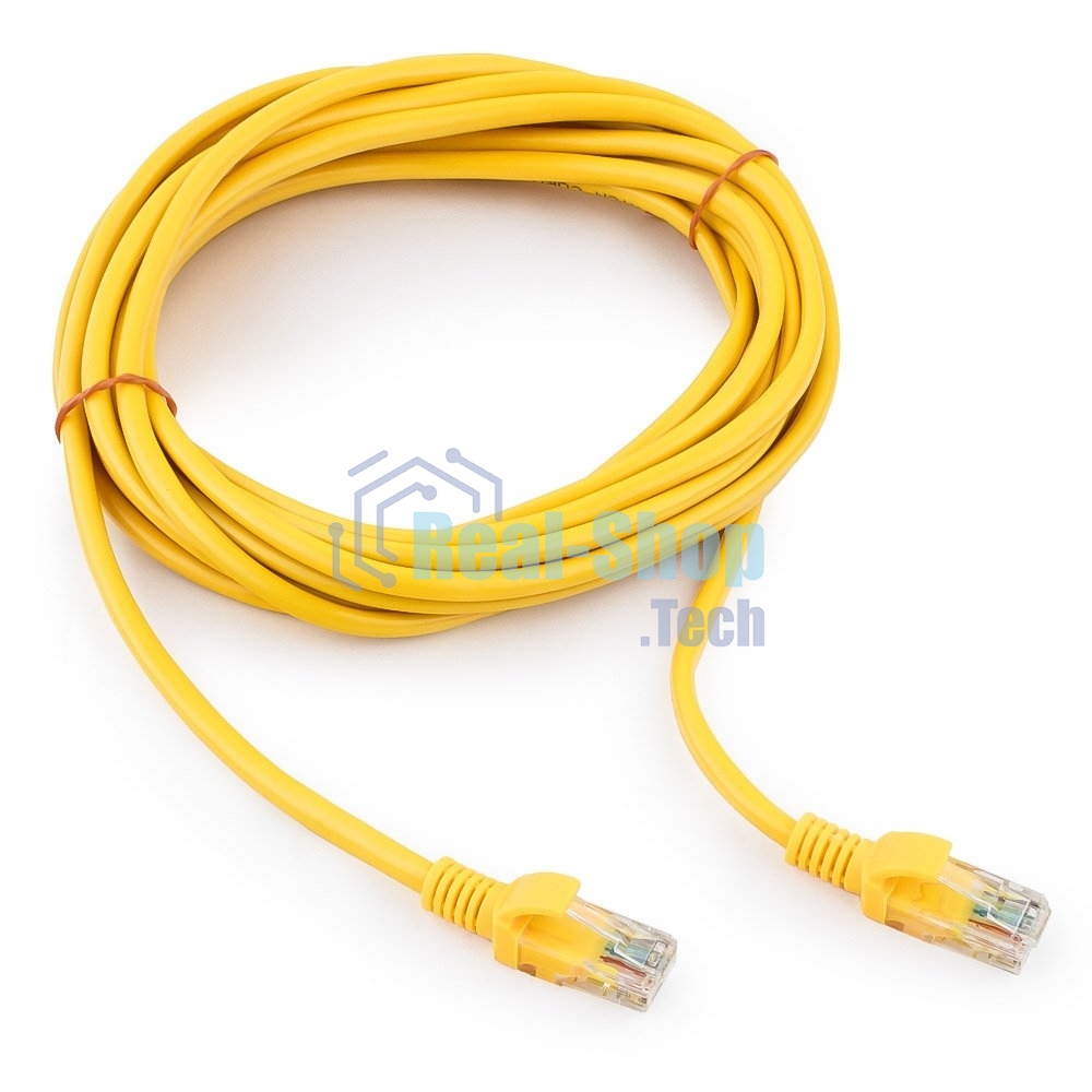 Патч-корд UTP Cablexpert cat.5e, 5м, литой, многожильный (желтый)