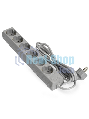 Удлинитель ExeGate ECE-6-3G (EX285832RUS), серый, 3 м, евровилка с заземлением, 6 евророзеток с заземлением, 2200 Вт