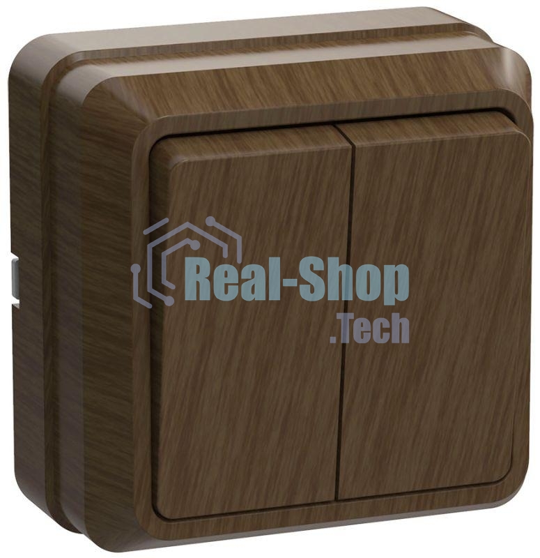 Выключатель 2-кл. ОП ОКТАВА 10А IP20 откр. уст. дуб ИЭК EVO20-K04-10-DC