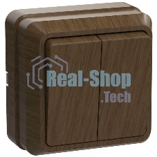 Выключатель 2-кл. ОП ОКТАВА 10А IP20 откр. уст. дуб ИЭК EVO20-K04-10-DC