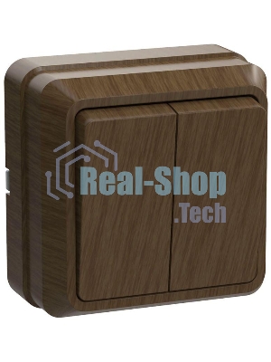 Выключатель 2-кл. ОП ОКТАВА 10А IP20 откр. уст. дуб ИЭК EVO20-K04-10-DC