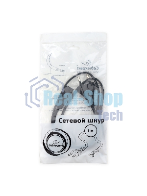 Кабель питания аудио/видео Cablexpert PC-184/2-1М, 1м, CEE 7/16 - C7, 2-pin, 2х0,5, черный, пакет