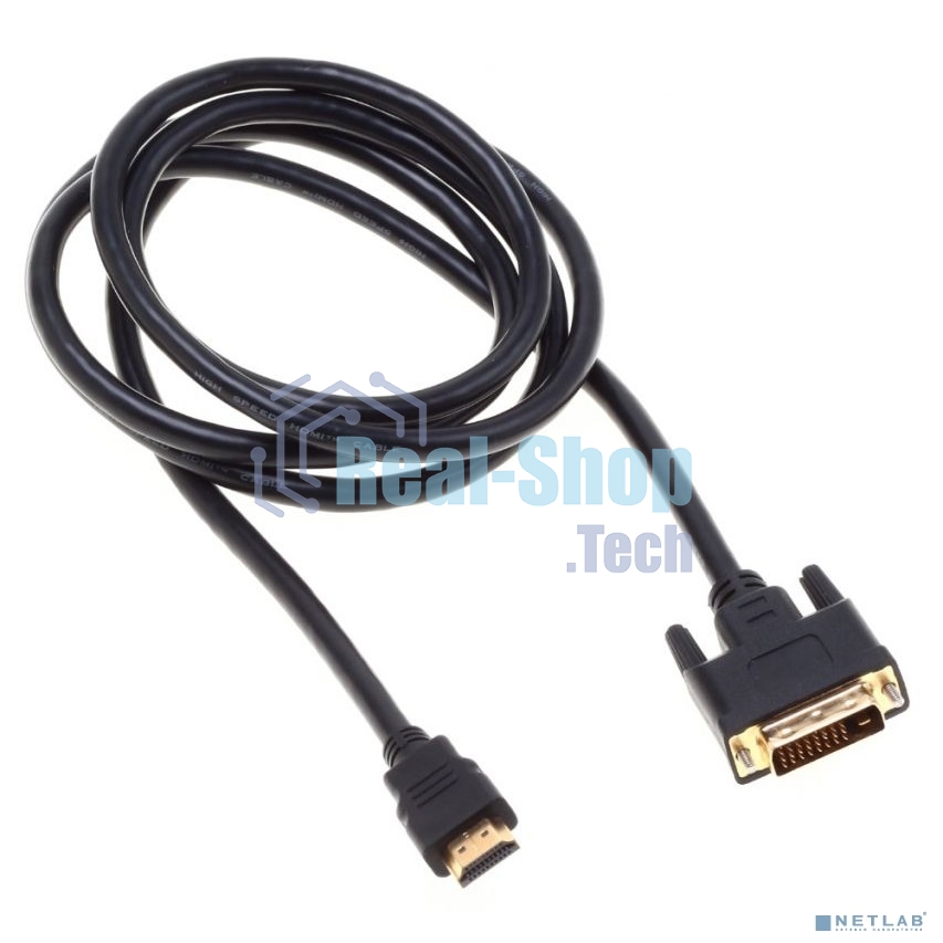 Кабель аудио-видео Buro HDMI (m)/DVI-D (Dual Link) (m) 1.8м. феррит.кольца Позолоченные контакты черный (BHP RET HDMI DVI18)