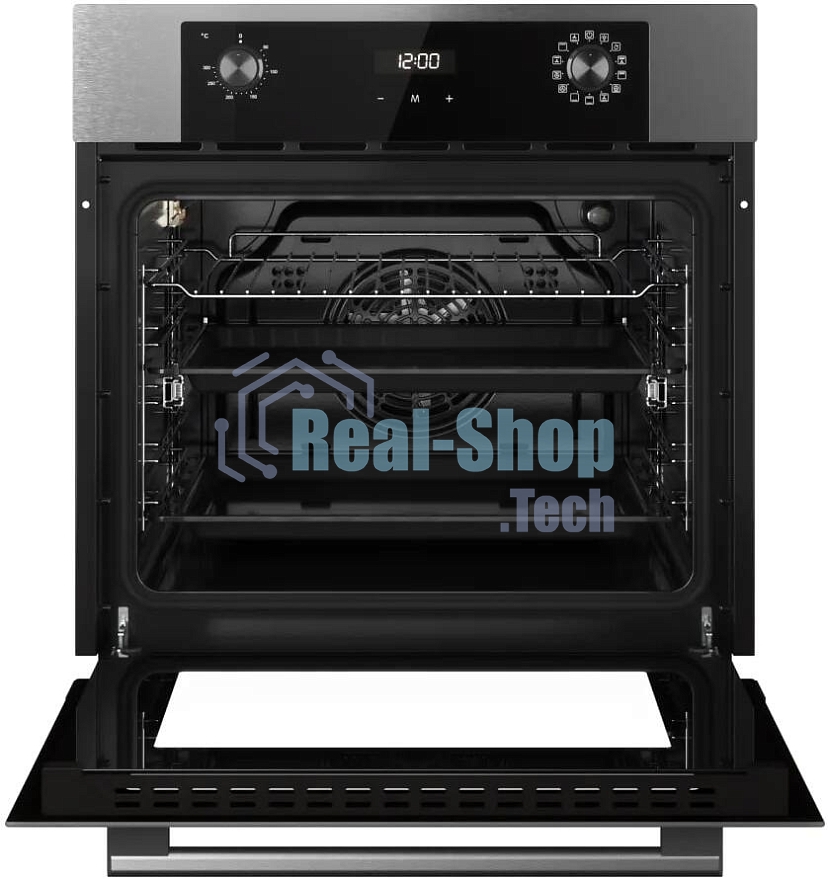 Встраиваемый духовой шкаф Kuppersberg HO 677 BX, High-Tech, объем 70 л, 13 режимов, электронное управление (утапливаемые переключатели, аналоговый дисплей), телескопические направляющие на одном уровне, максимальная температура 300 градусов, 2 стекла в дверце, черный/нержавеющая сталь