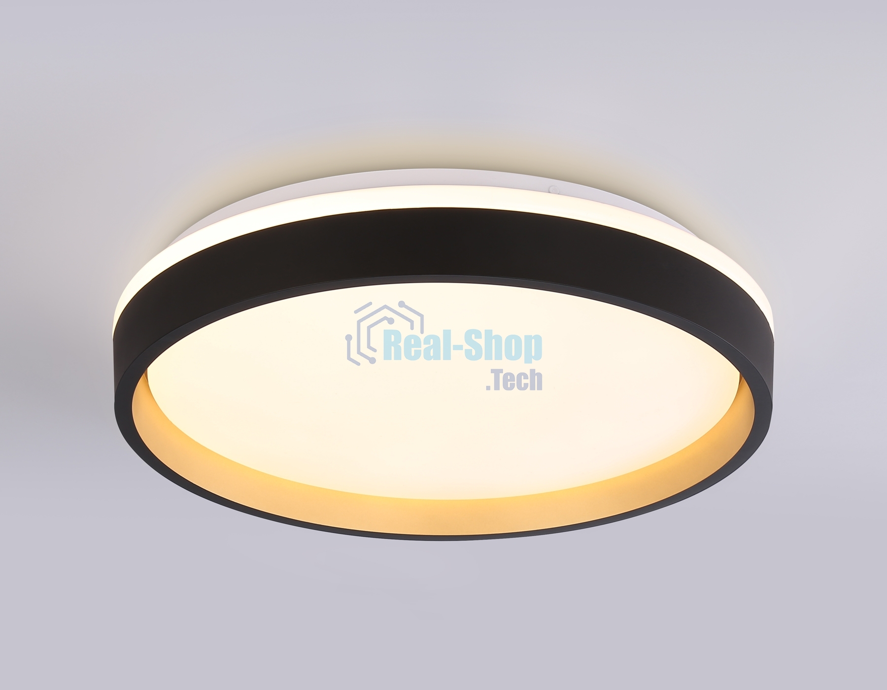 Светодиодный светильник RGB Ambrella light FZ604 BK/GD черный/золото IP20 46W 3000K-6500K+RGB D390*80 (ПДУ ИК)