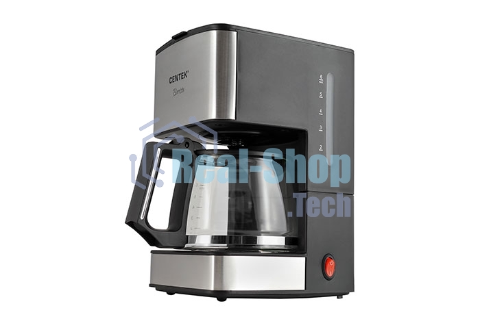 Кофеварка капельная Centek CT-1144 серебристый/черный, исп. кофе - молотый, 0.8 л, 680 Вт.