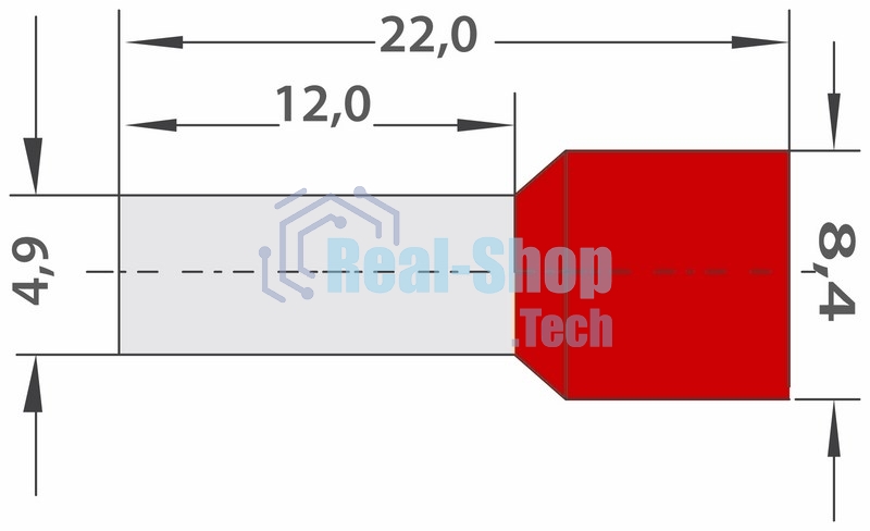 Наконечник штыревой втулочный изолированный Rexant F-12 мм 10 мм² (НШВи 10-12) красный