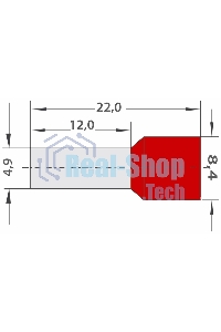 Наконечник штыревой втулочный изолированный Rexant F-12 мм 10 мм² (НШВи 10-12) красный