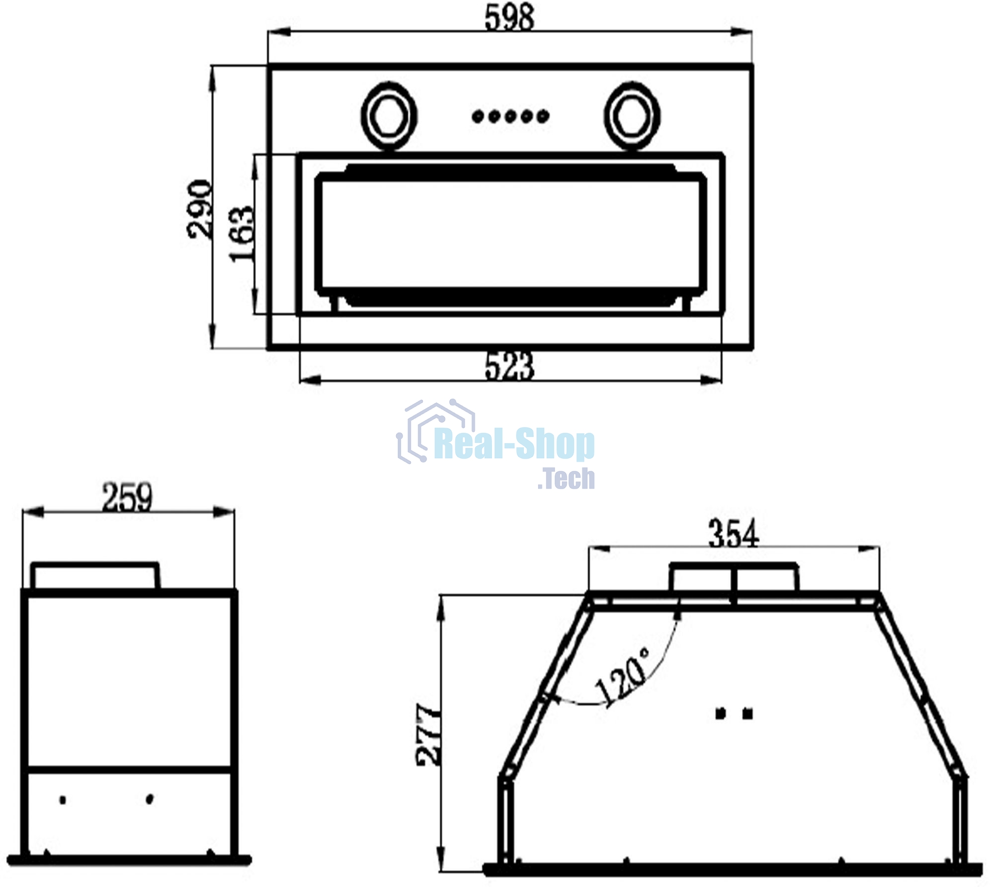 Вытяжка встраиваемая Maunfeld Trapeze 602M белый, 60 см, 1150 куб. м/ч, 54 дБ