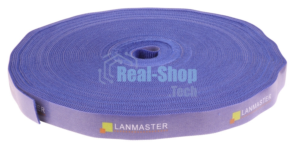 Хомут-липучка LANMASTER шириной 20 мм, 30 м, синий