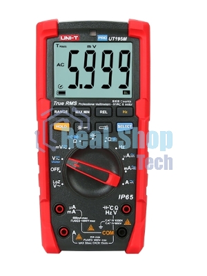 Профессиональный мультиметр UNI-T UT195M Напряжение постоянного/переменного тока (1000 В); постоянный/переменный ток (20А); Сопротивление (60 МОм); Емкость (60 мФ); Частота (40 МГц); Температура (1000 ℃)