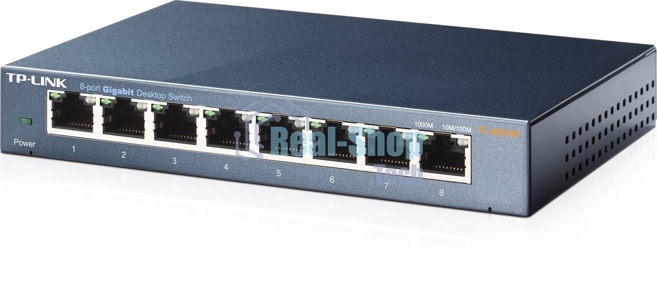 Коммутатор TP-Link SMB TL-SG108 8-port Desktop Gigabit Switch, 8 10/100/1000M RJ45 ports,metal case