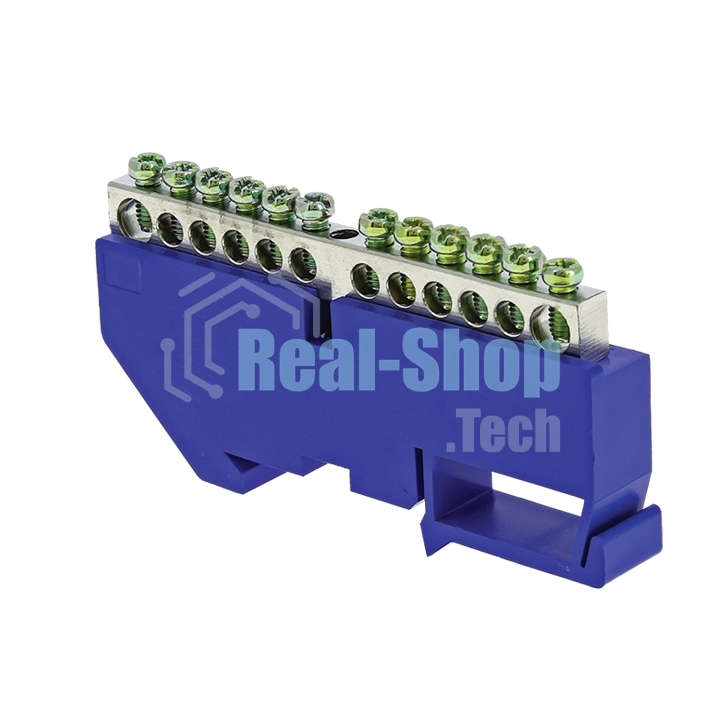 Шина нулевая N 6х9 12 отвер. никель син. изолятор на DIN-рейку PROxima EKF sn1-63-12-d