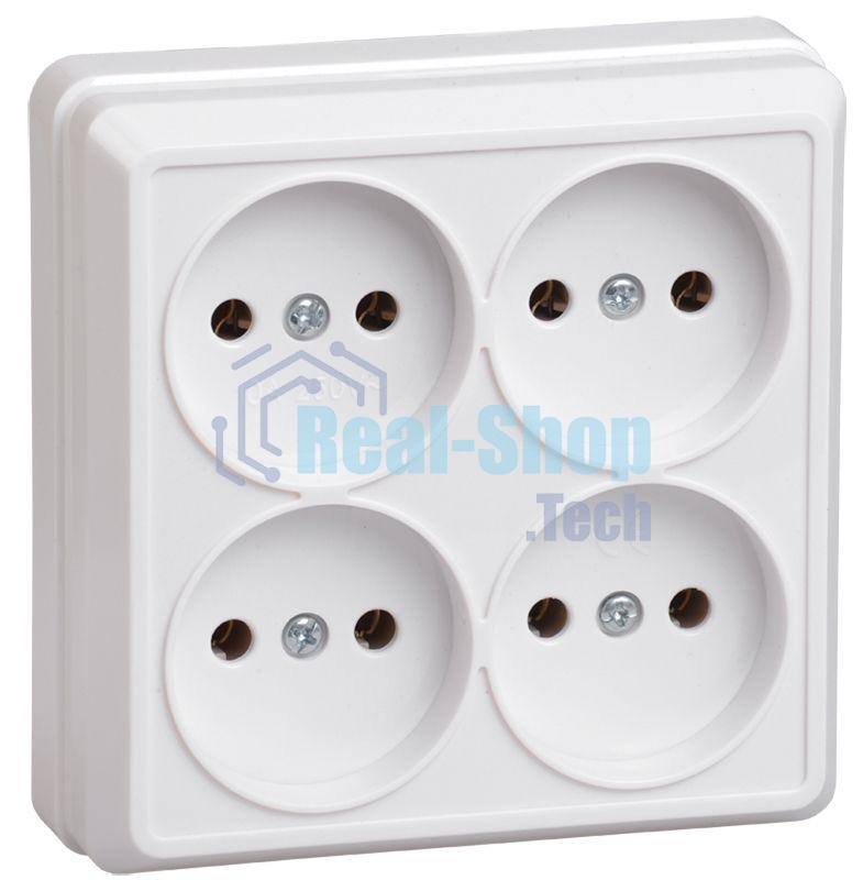 Розетка 4-м ОП Октава 10А IP20 без заземл. белый ИЭК ERO40-K01-10-DC