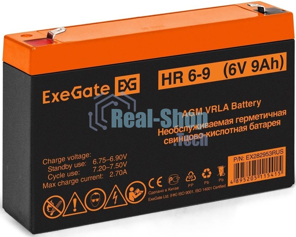 Батарея для ИБП ExeGate HR 6-9 (6V 9Ah, 634W), клеммы F2