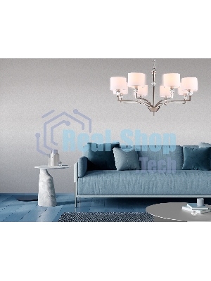 Люстра Ambrella light LH71123/8 SN/WH никель/белый E14/8 max 40W D840*880
