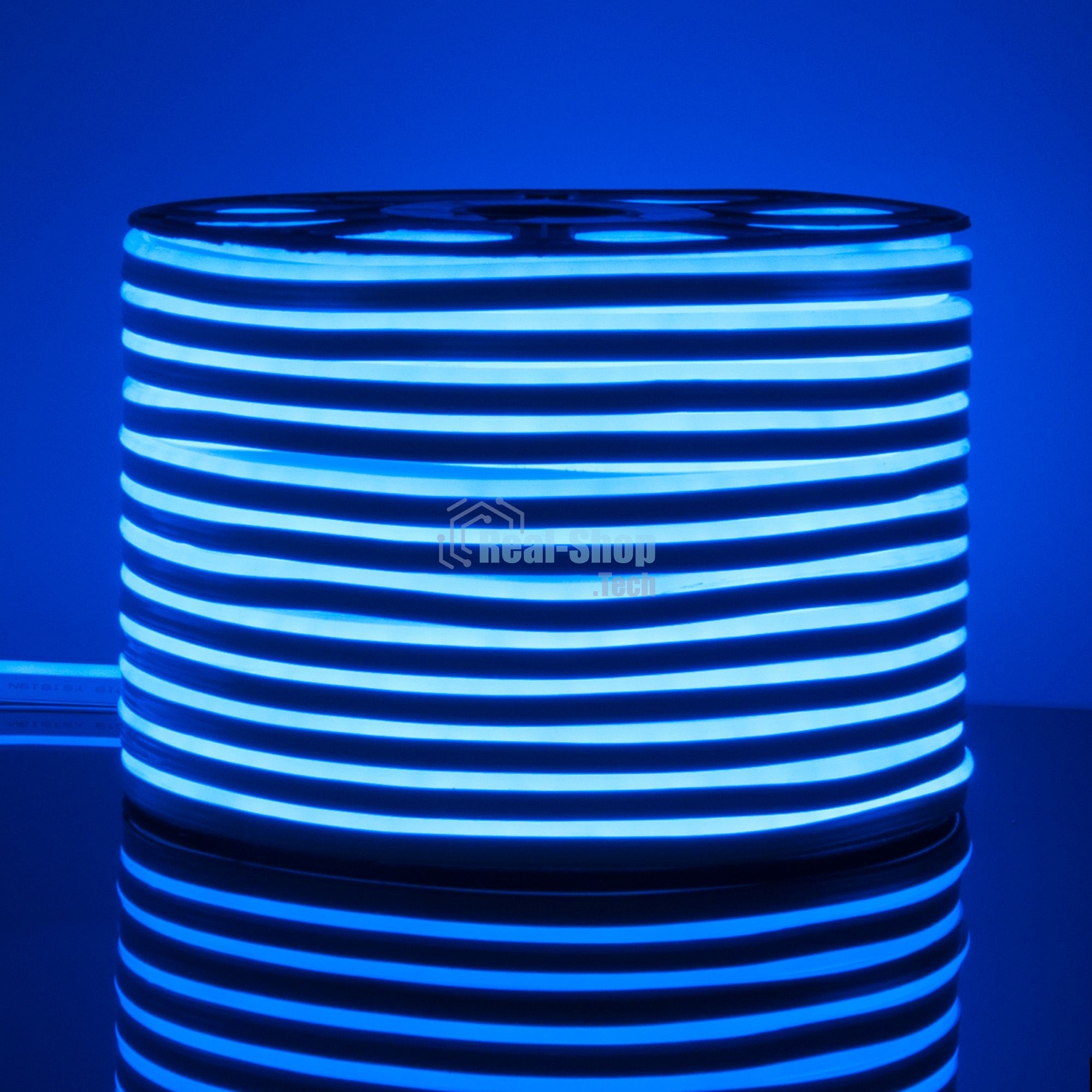 Лента светодиодная LS001 220V / Гибкий неон  9.6W 120Led 2835 IP67 односторонний синий, 50 м