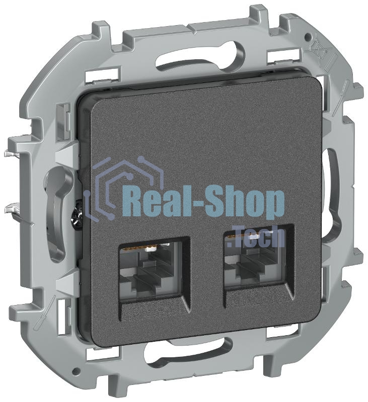 Inspiria Антрацит Розетка компьютерная 2-ая RJ45 кат.6 UTP  | 6738431 | IEK