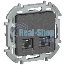 Inspiria Антрацит Розетка компьютерная 2-ая RJ45 кат.6 UTP  | 6738431 | IEK