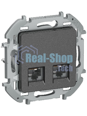 Inspiria Антрацит Розетка компьютерная 2-ая RJ45 кат.6 UTP  | 6738431 | IEK