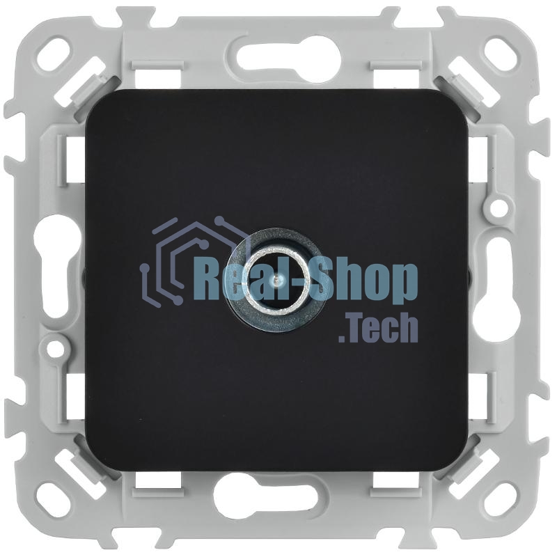 Розетка TV экранированная проходная тип M РТВм-1-1-2-ФлЧ черный FLITE