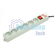 Фильтр-удлинитель Power Cube 1,9 м 6 розеток (серый) 10А/2,2 кВт