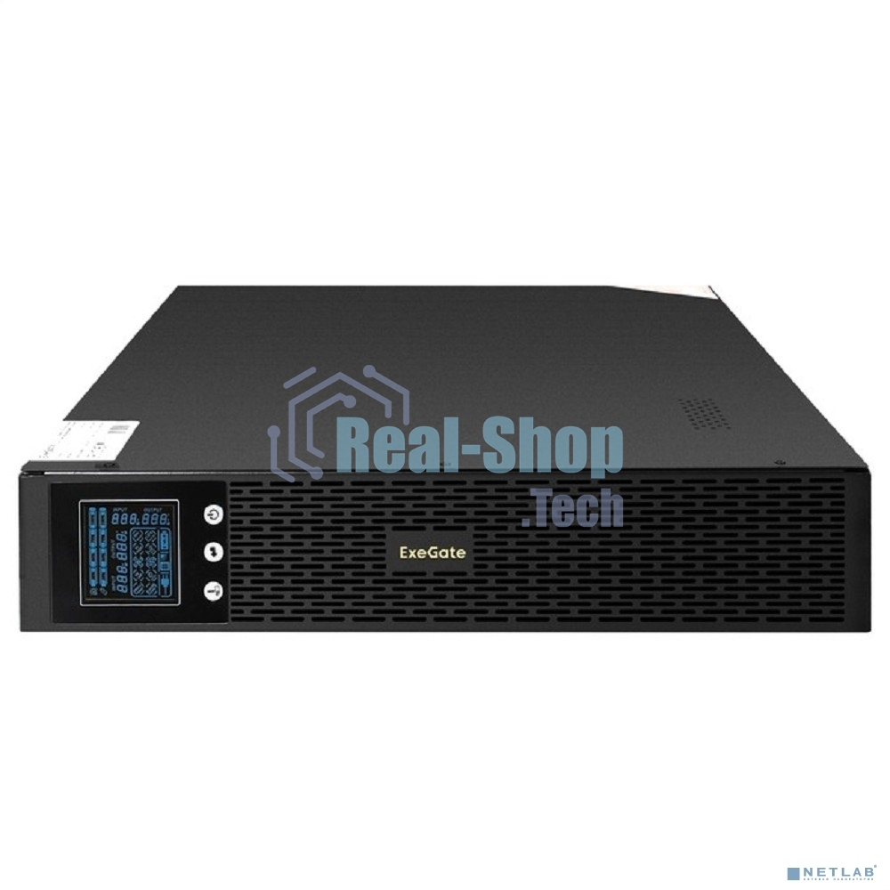 Источник бесперебойного питания Pure Sine Wave ExeGate SinePower UHB-3000.LCD.AVR.1SH.4C13.RJ.USB.2U 3000VA/2400W, LCD, AVR, 1*Schuko+4*C13, RJ45/11, USB, Rackmount 2U/Tower, металлический корпус, черный