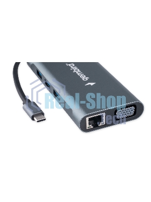 Док-станция Gembird UHB-D4, USB Type-C PD87W, USB, Jack 3.5, SD/TF, HDMI, RJ45, VGA, USB